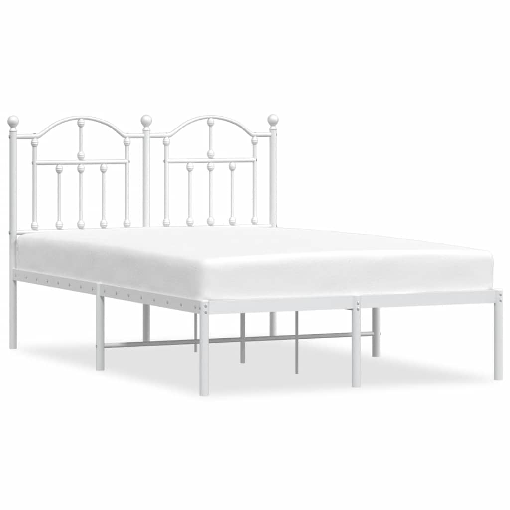 Vidaxl bedframe met hoofdbord metaal wit 120x190 cm