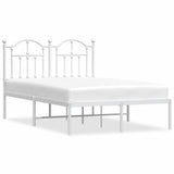 Vidaxl bedframe met hoofdbord metaal wit 120x190 cm