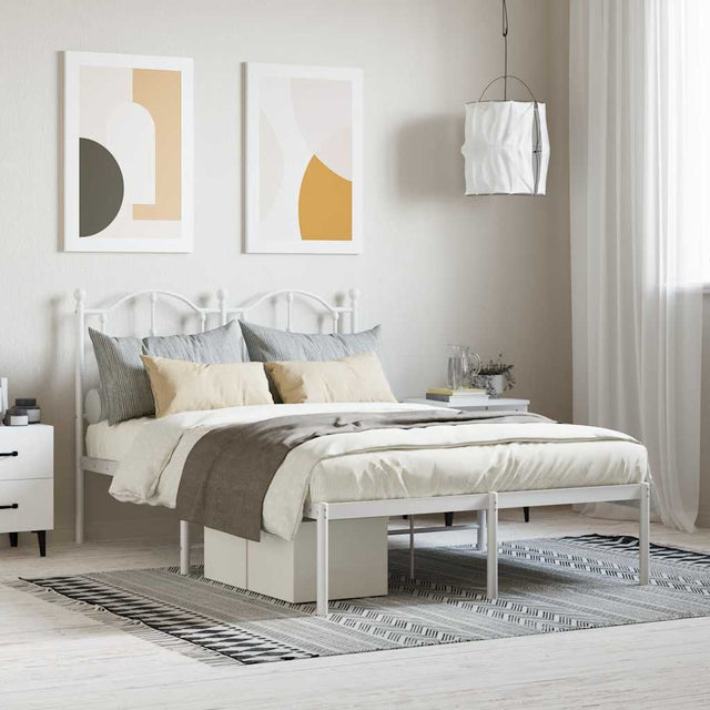 Vidaxl bedframe met hoofdbord metaal wit 120x190 cm