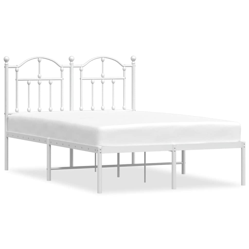 Vidaxl bedframe met hoofdbord metaal wit 120x200 cm