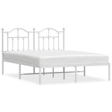 Vidaxl bedframe met hoofdbord metaal wit 150x200 cm