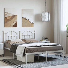 Vidaxl bedframe met hoofdbord metaal wit 150x200 cm