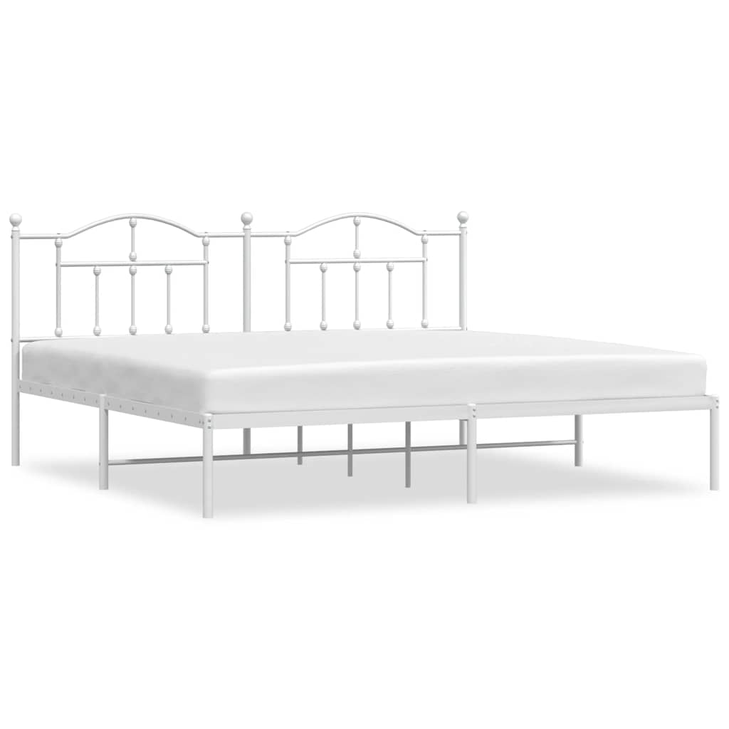 Vidaxl bedframe met hoofdbord metaal wit 200x200 cm