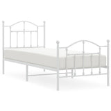 Vidaxl bedframe met hoofd- en voeteneinde metaal wit 90x190 cm