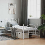 Vidaxl bedframe met hoofd- en voeteneinde metaal wit 90x190 cm