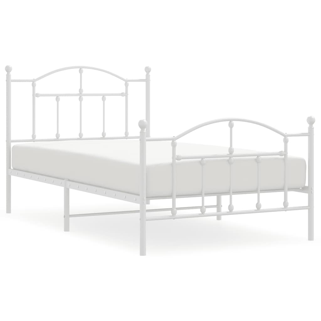 Vidaxl bedframe met hoofd- en voeteneinde metaal wit 100x190 cm