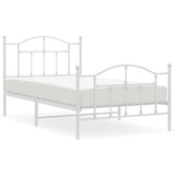 Vidaxl bedframe met hoofd- en voeteneinde metaal wit 100x190 cm