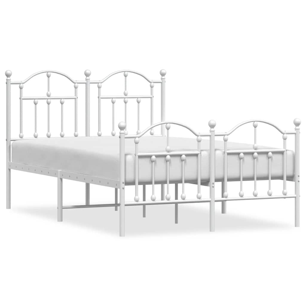 Vidaxl bedframe met hoofd- en voeteneinde metaal wit 120 x 190 cm
