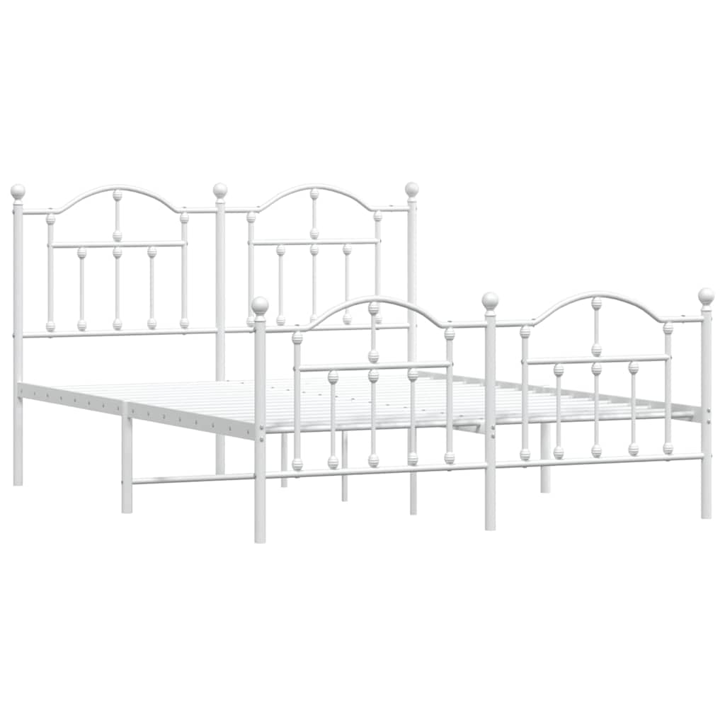 Vidaxl bedframe met hoofd- en voeteneinde metaal wit 135x190 cm