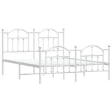 Vidaxl bedframe met hoofd- en voeteneinde metaal wit 135x190 cm