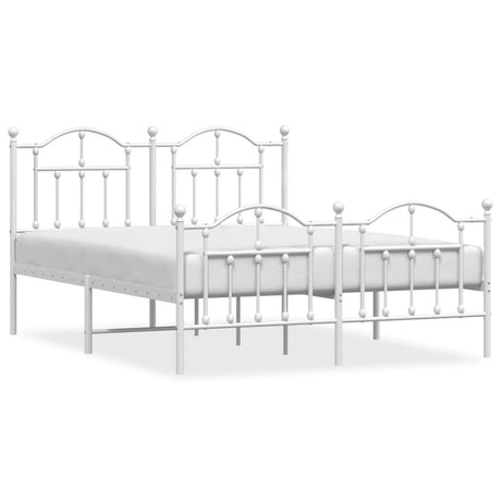 Vidaxl bedframe met hoofd- en voeteneinde metaal wit 140x200 cm