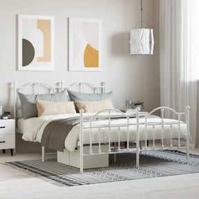 Vidaxl bedframe met hoofd- en voeteneinde metaal wit 140x200 cm