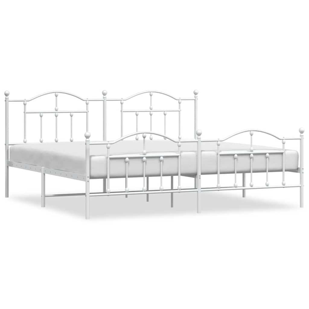 Vidaxl bedframe met hoofd- en voeteneinde metaal wit 193x203 cm