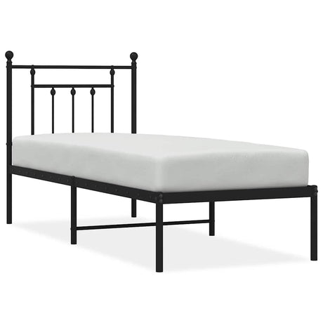 Vidaxl bedframe met hoofdbord metaal zwart 75x190 cm