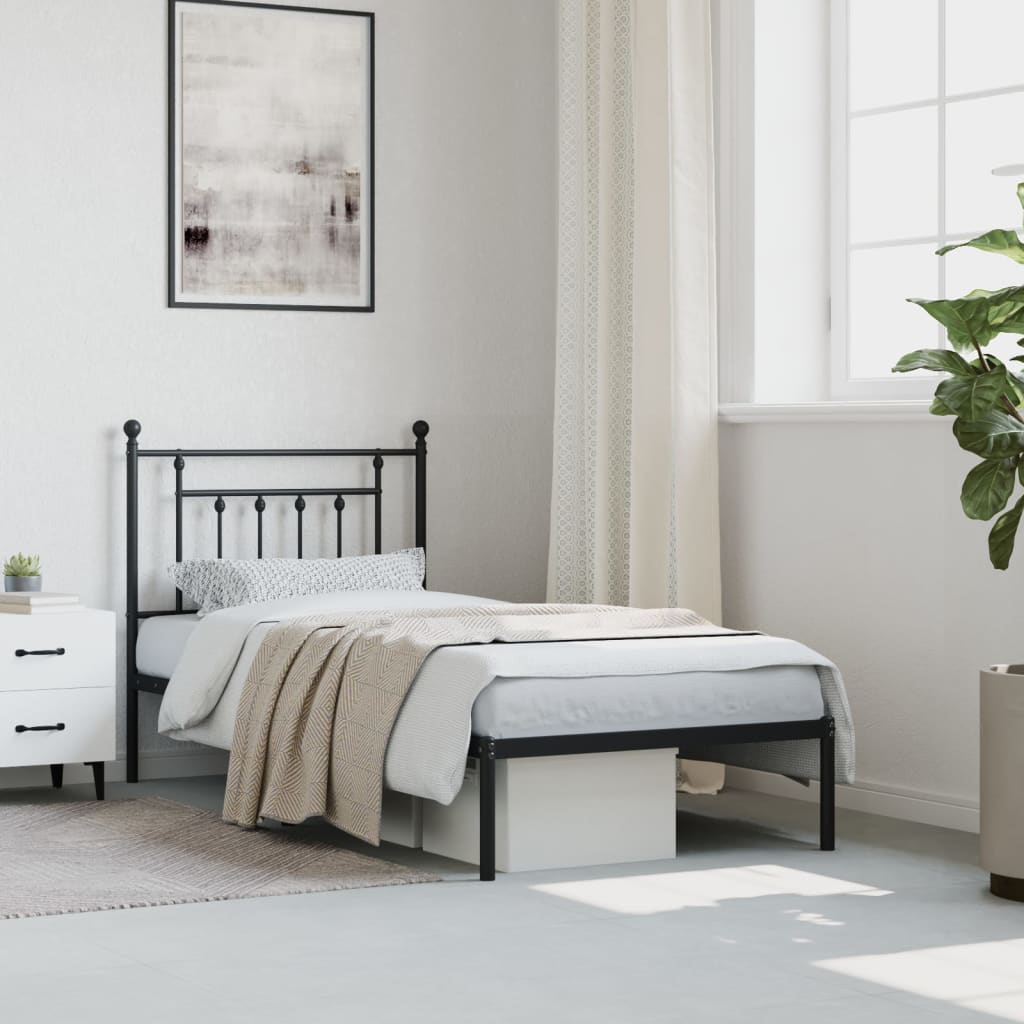 Vidaxl bedframe met hoofdbord metaal zwart 80x200 cm