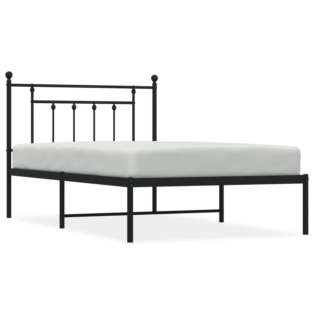 Vidaxl bedframe met hoofdbord metaal zwart 107x203 cm
