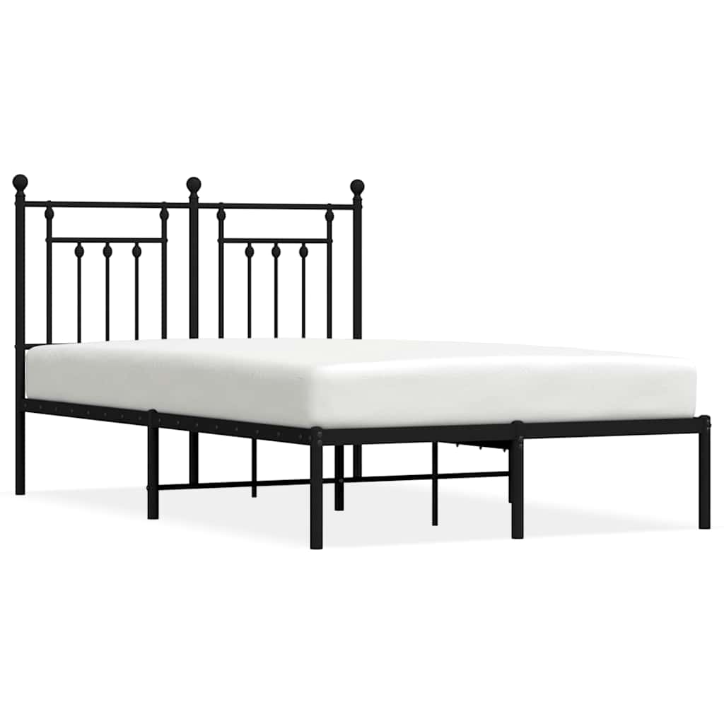 Vidaxl bedframe met hoofdbord metaal zwart 120x190 cm
