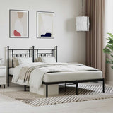 Vidaxl bedframe met hoofdbord metaal zwart 140x190 cm