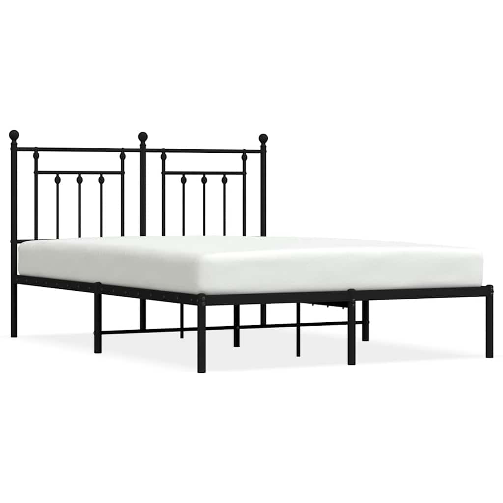 Vidaxl bedframe met hoofdbord metaal zwart 140x200 cm