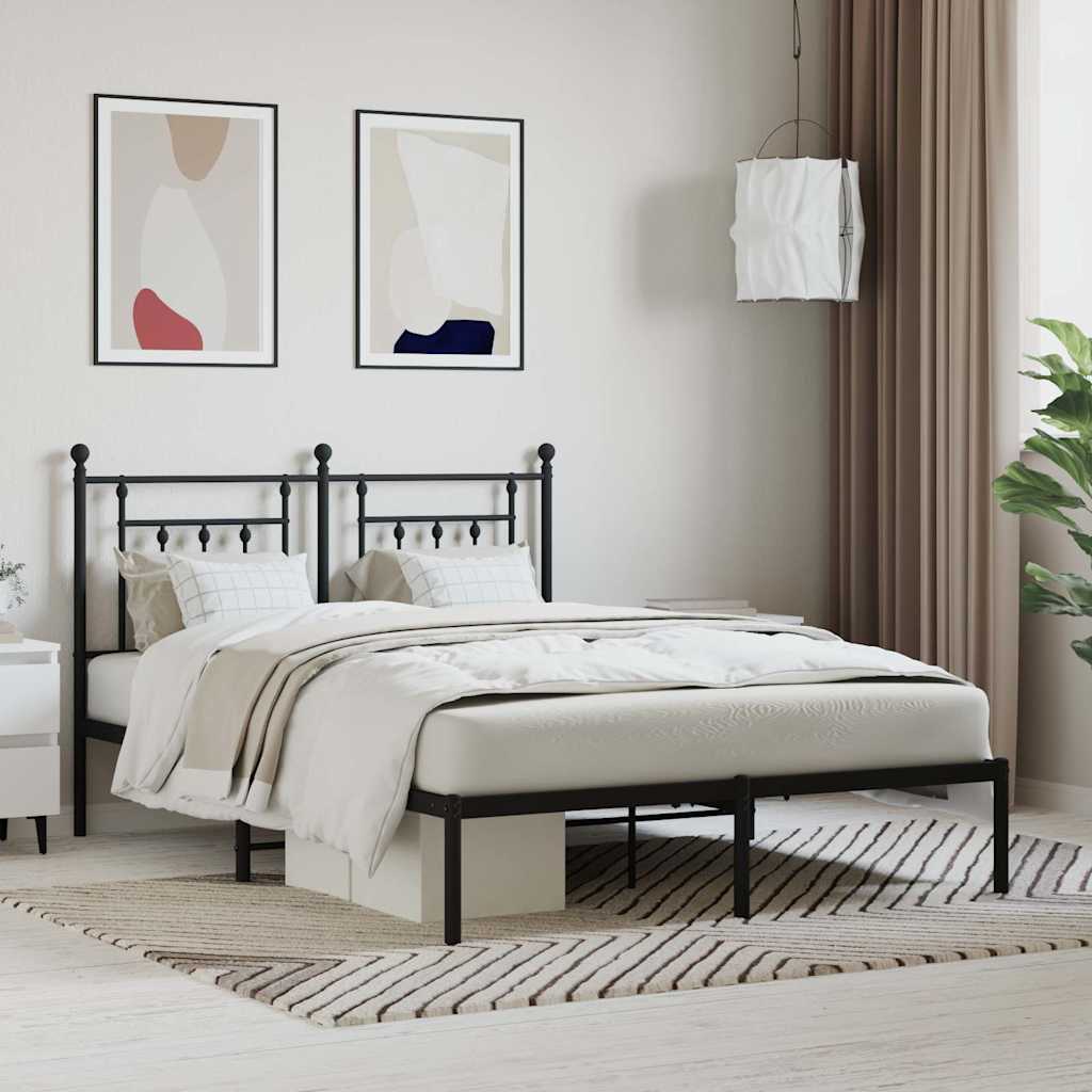 Vidaxl bedframe met hoofdbord metaal zwart 140x200 cm