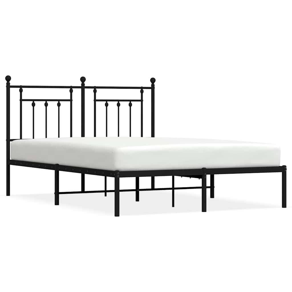Vidaxl bedframe met hoofdbord metaal zwart 150x200 cm