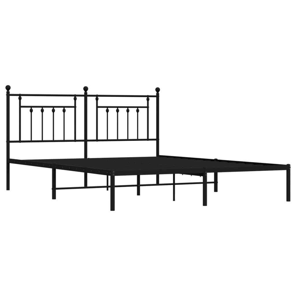 Vidaxl bedframe met hoofdbord metaal zwart 160x200 cm