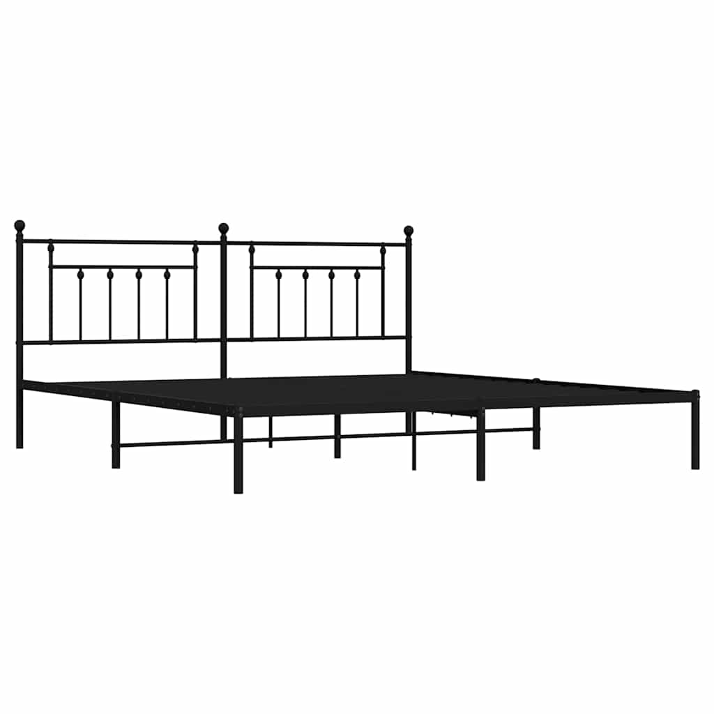 Vidaxl bedframe met hoofdbord metaal zwart 193x203 cm