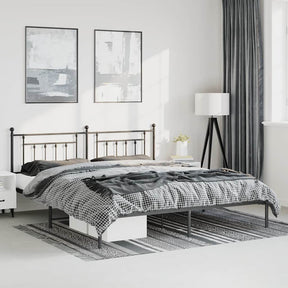 Vidaxl bedframe met hoofdbord metaal zwart 193x203 cm