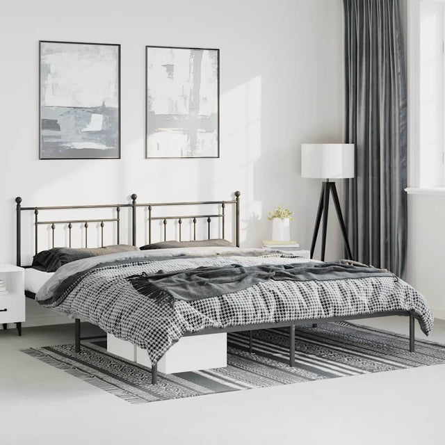 Vidaxl bedframe met hoofdbord metaal zwart 193x203 cm