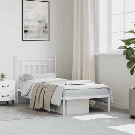 Vidaxl bedframe met hoofdbord metaal wit 80x200 cm