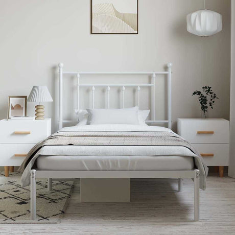 Vidaxl bedframe met hoofdbord metaal wit 100x190 cm