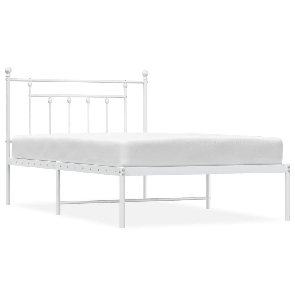 Vidaxl bedframe met hoofdbord metaal wit 107x203 cm