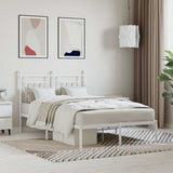 Vidaxl bedframe met hoofdbord metaal wit 120x200 cm