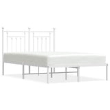 Vidaxl bedframe met hoofdbord metaal wit 135x190 cm