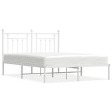 Vidaxl bedframe met hoofdbord metaal wit 140x190 cm