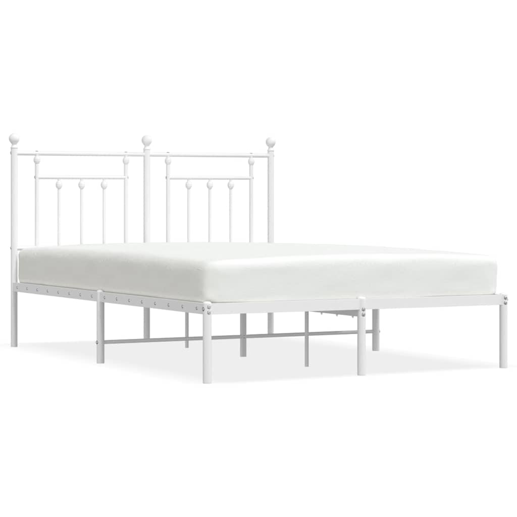 Vidaxl bedframe met hoofdbord metaal wit 150x200 cm