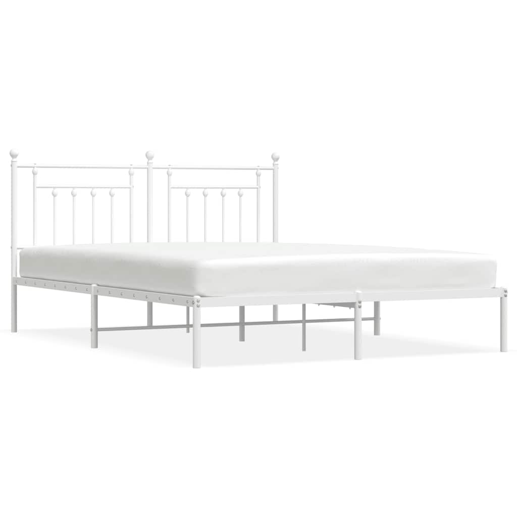Vidaxl bedframe met hoofdbord metaal wit 160x200 cm