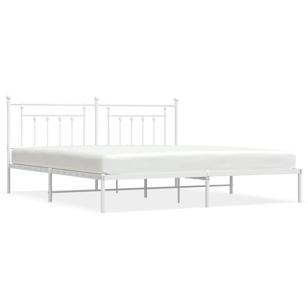 Vidaxl bedframe met hoofdbord metaal wit 193x203 cm