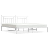 Vidaxl bedframe met hoofdbord metaal wit 193x203 cm