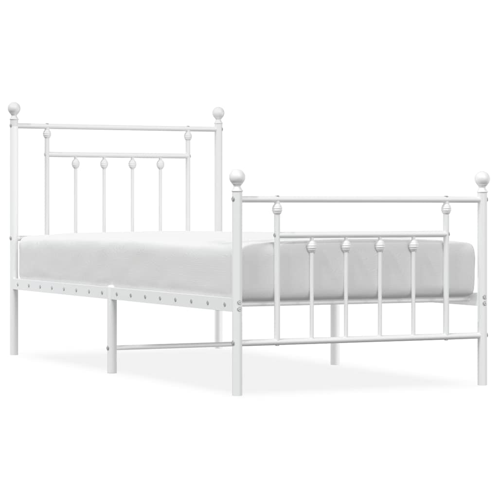 Vidaxl bedframe met hoofd- en voeteneinde metaal wit 90x190 cm