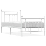 Vidaxl bedframe met hoofd- en voeteneinde metaal wit 90x190 cm
