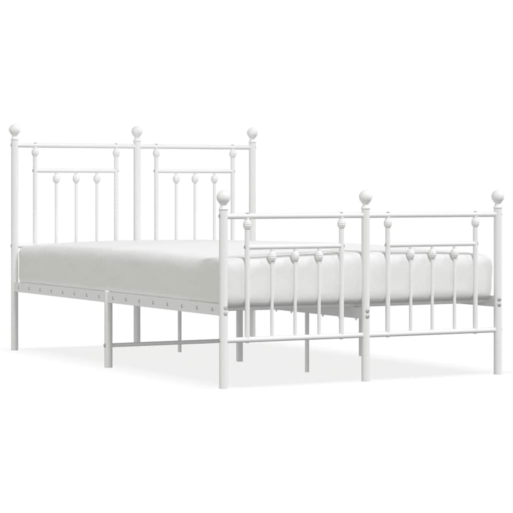Vidaxl bedframe met hoofd- en voeteneinde metaal wit 120x200 cm