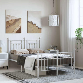 Vidaxl bedframe met hoofd- en voeteneinde metaal wit 135x190 cm