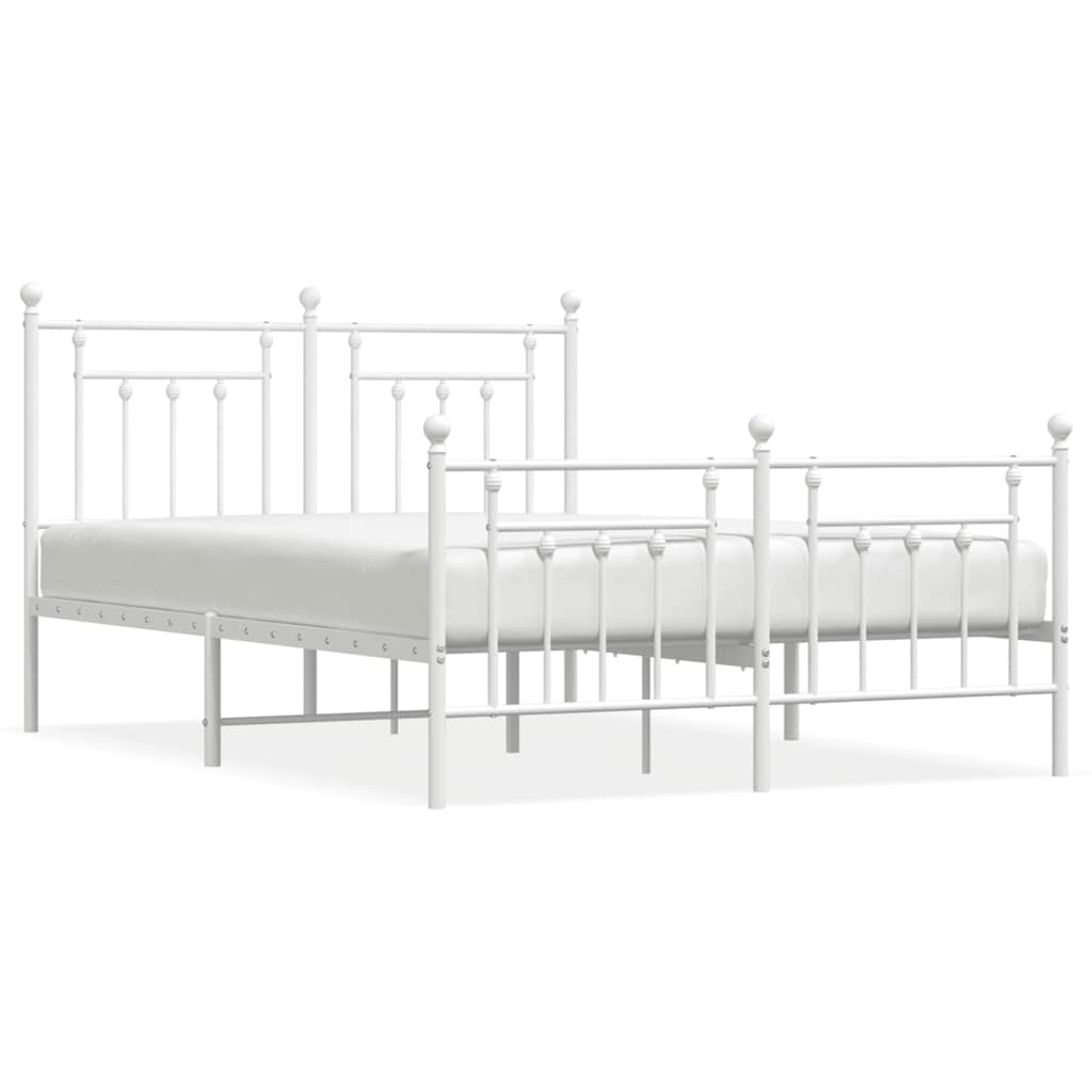 Vidaxl bedframe met hoofd- en voeteneinde metaal wit 140x190 cm