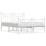 Vidaxl bedframe met hoofd- en voeteneinde metaal wit 140x190 cm