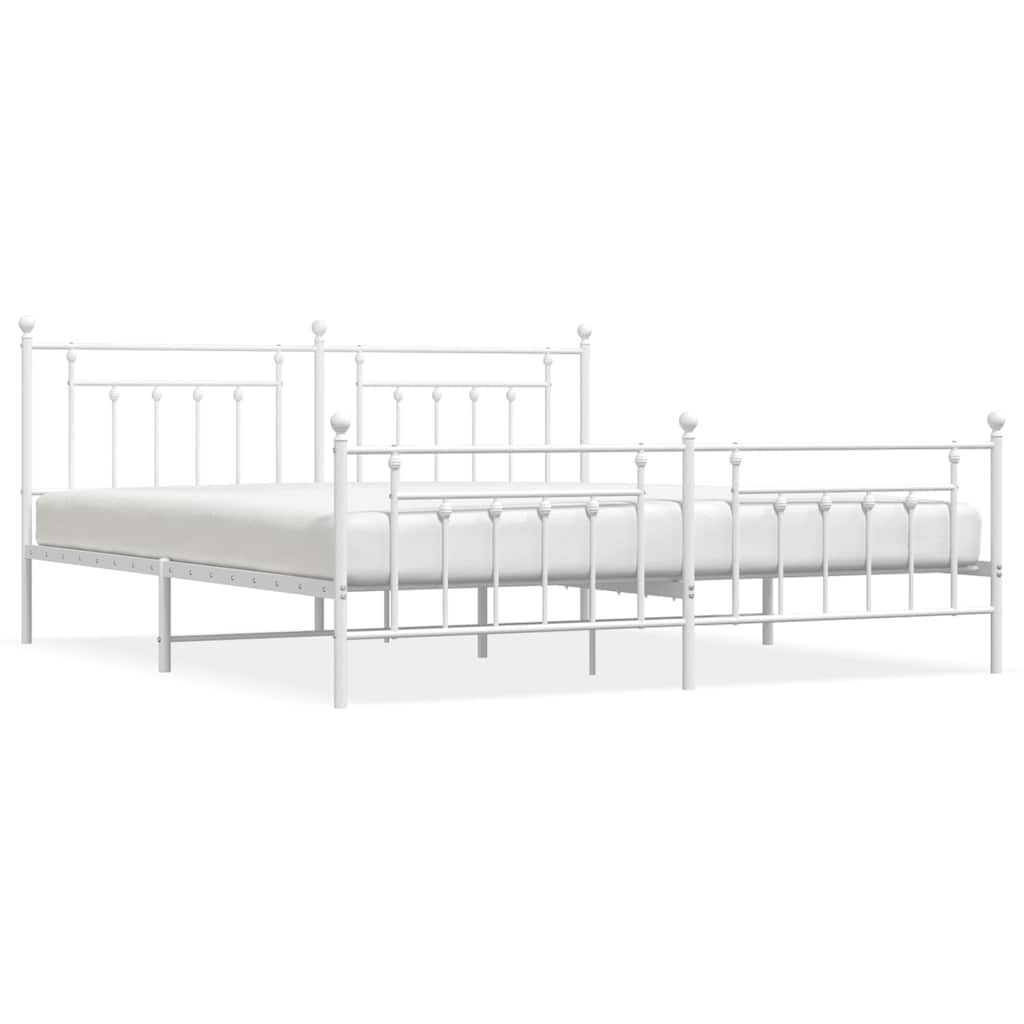 Vidaxl bedframe met hoofd- en voeteneinde metaal wit 193x203 cm