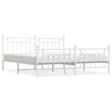 Vidaxl bedframe met hoofd- en voeteneinde metaal wit 193x203 cm