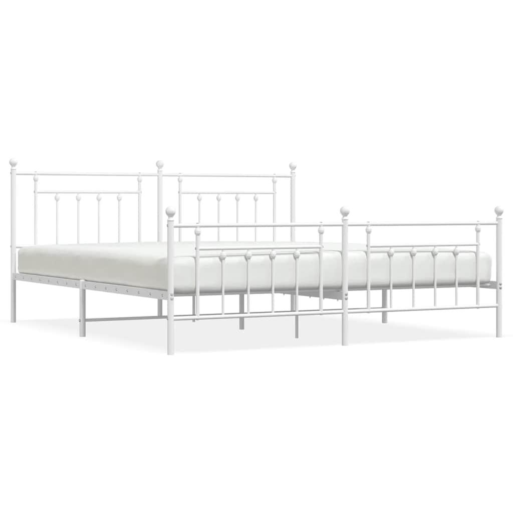 Vidaxl bedframe met hoofd- en voeteneinde metaal wit 200x200 cm