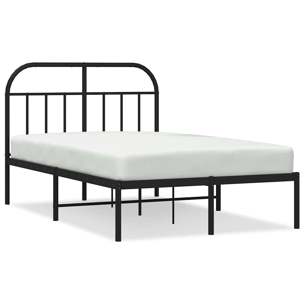 Vidaxl bedframe met hoofdbord metaal zwart 120x190 cm
