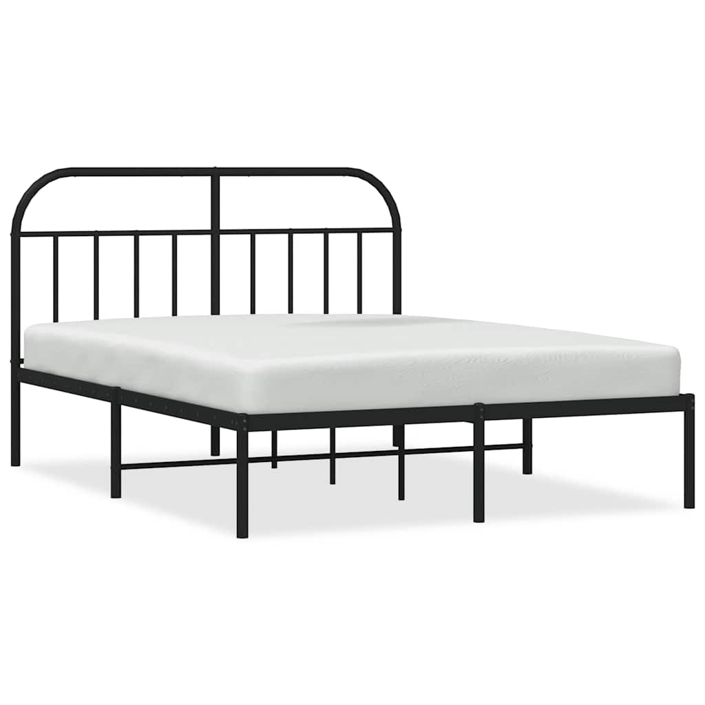 Vidaxl bedframe met hoofdbord metaal zwart 140x200 cm
